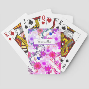 Pink Floral Watercolor  Playing Cards