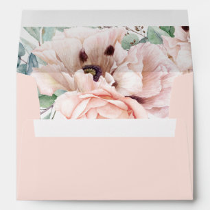 Pink Floral Watercolor Printed Address Envelope