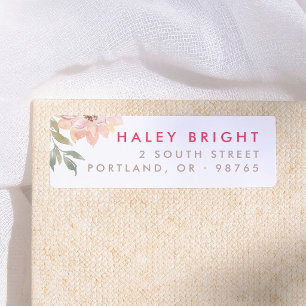 Pink Floral Watercolor Return Address