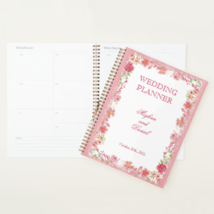 Pink Floral Watercolor Wedding Planner