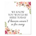 Pink Floral We Know You Would Be Here Today Sign
