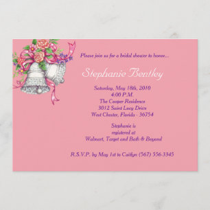 Pink Floral Wedding Bells Bridal Shower Invitation
