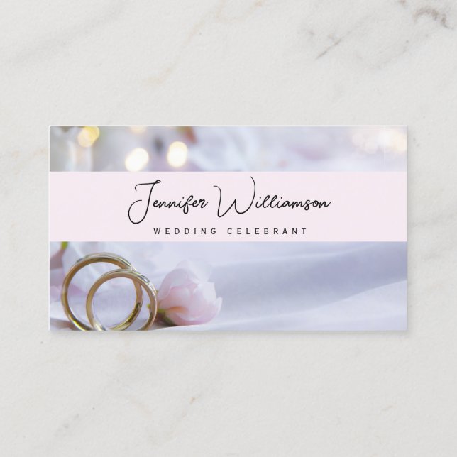Pink Floral Wedding Celebrant Business Card (Back)