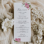 Pink Floral Wedding Dinner Menu<br><div class="desc">Elegant floral wedding dinner menu card featuring watercolor illustration of pink peony flowers with greenery.</div>