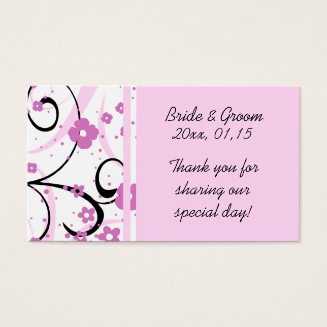 Pink Floral Wedding Favour Tags (Front)
