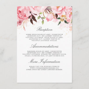 Pink Floral Wedding Information Guest Enclosure Card