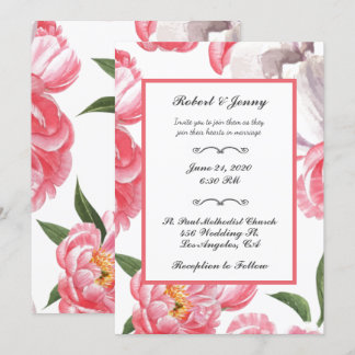 Pink Floral Wedding Invitation
