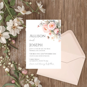 Pink Floral Wedding  Invitation