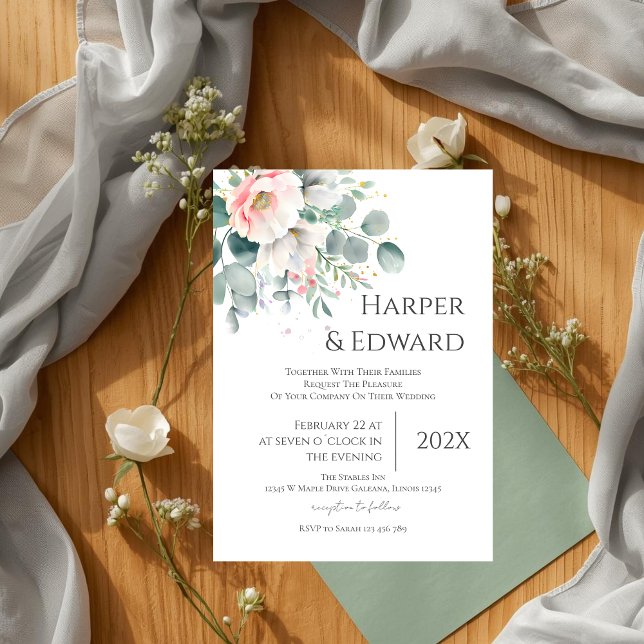 Pink Floral wedding invitation  (Creator Uploaded)
