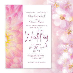 Pink Floral Wedding Invitation