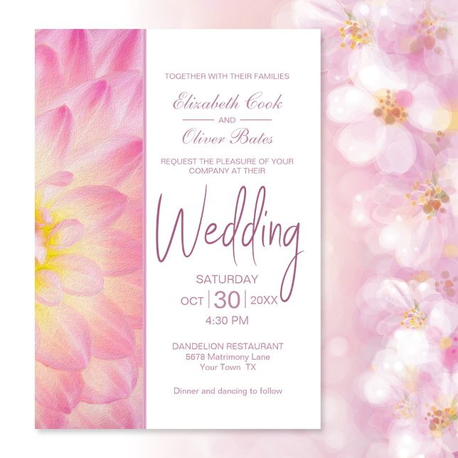 Pink Floral Wedding Invitation (Creator Uploaded)