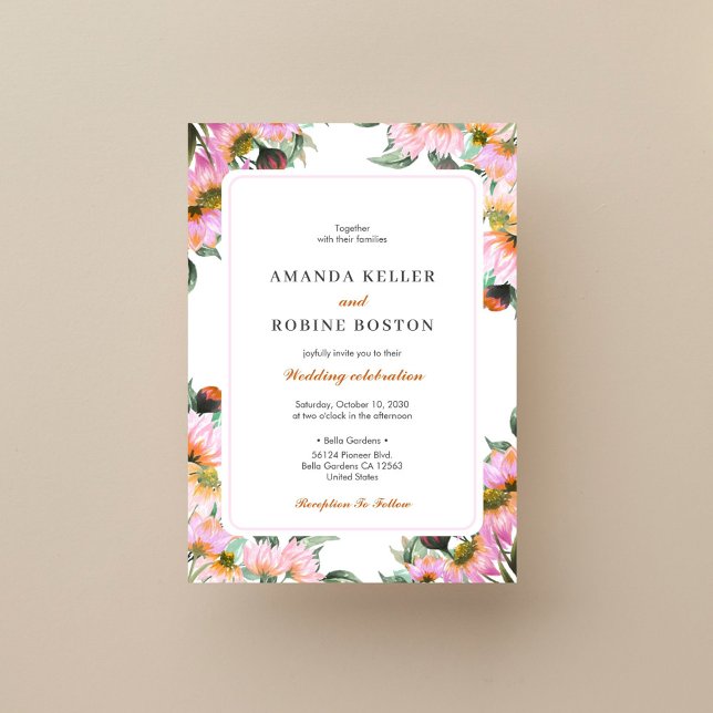Pink Floral Wedding Invitation (Creator Uploaded)