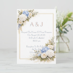 Pink floral wedding invitation