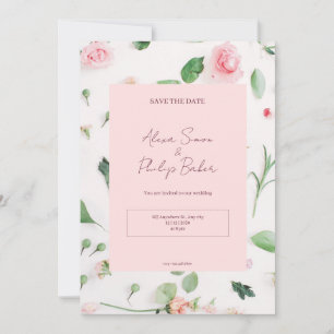 Pink Floral Wedding  Invitation