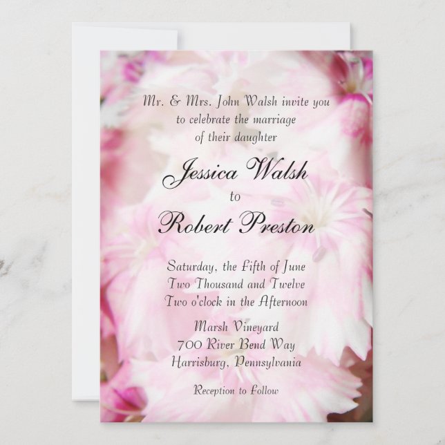 Pink Floral Wedding Invitations (Front)