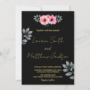 Pink Floral Wedding Invitations