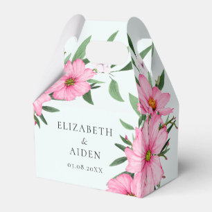 Pink Floral Wedding Light Blue Favor Box