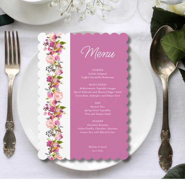 Pink Floral wedding Menu (Creator Uploaded)