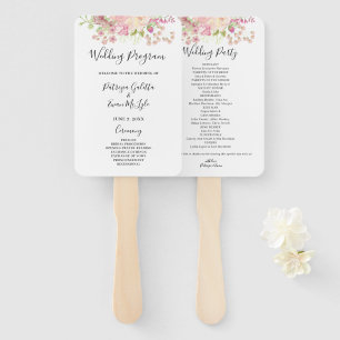 Pink Floral Wedding program Set of Fans