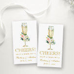 Pink Floral Wedding Reception Drink Ticket Card<br><div class="desc">Watercolor Pink and White Floral Wedding Reception Drink Ticket Card - Gold Script</div>