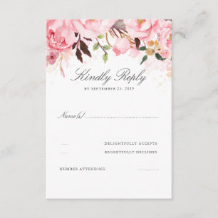 Pink Floral Wedding RSVP Card