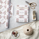 Pink Floral Wedding Script Name Elegant Pretty Wrapping Paper<br><div class="desc">Customize this wrapping paper with your names.  Add the date.  Perfect. Customize for your own celebration. Appropriate for wedding gifts,  bridal shower,  engagement party.   I love this.</div>