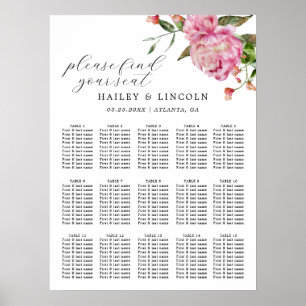 Pink Floral Wedding Seating Chart