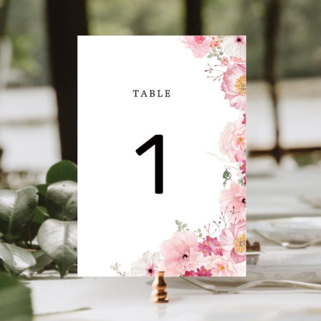 Pink Floral Wedding Table Number (Creator Uploaded)