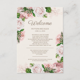 Pink Floral Wedding Welcome Enclosure Card