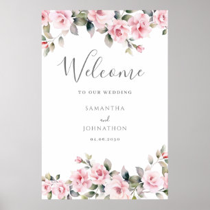 Pink Floral Welcome Wedding Poster