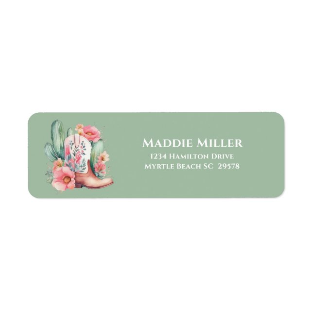   Pink Floral Western Cowgirl Baby Shower Return  (Front)