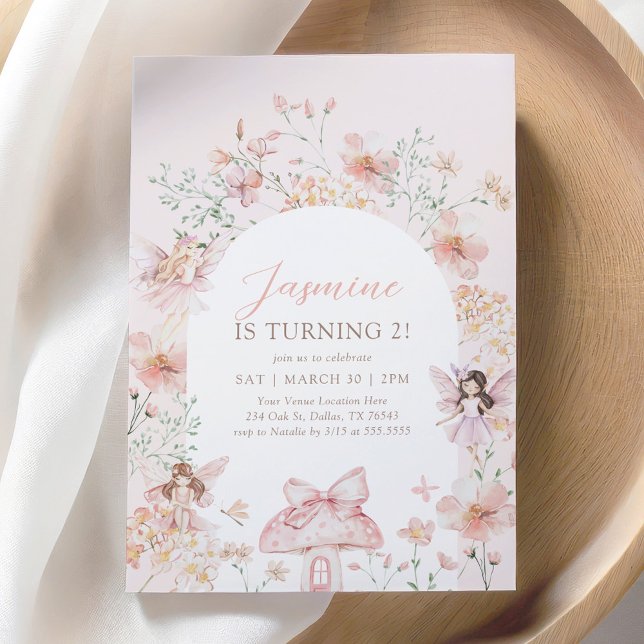 Pink Floral Whimsical Fairy Birthday Invitation (Creator Uploaded)