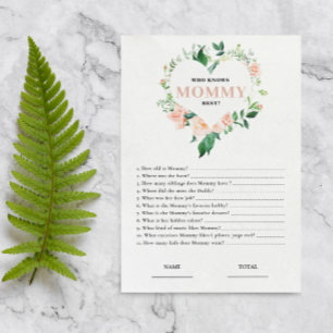 Pink Floral Who knows Mommy Best Baby Shower Game