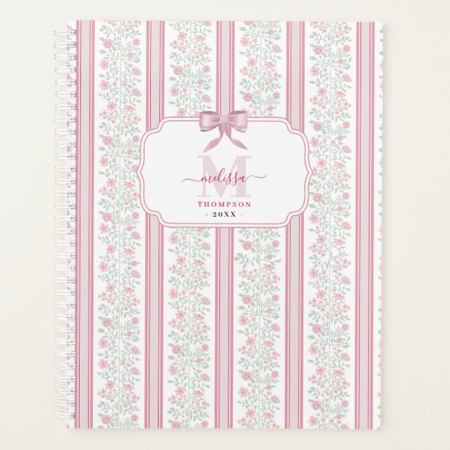Pink Floral Wildflowers Coquette Bow (Devant)