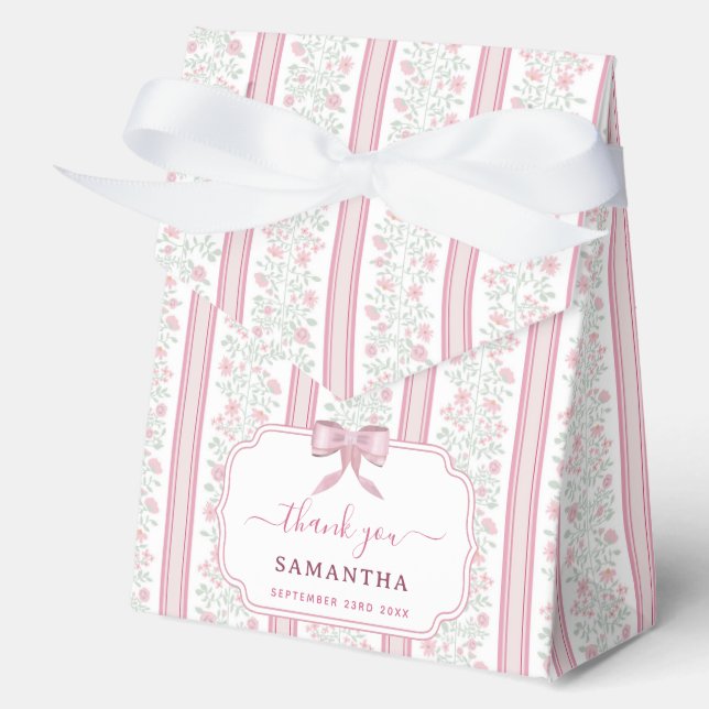 Pink Floral Wildflowers Coquette Party Favor Box (Front)