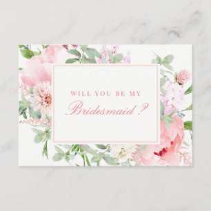 Pink Floral Will You Be My Bridesmaid Invitation