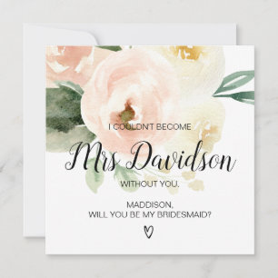 Pink Floral Will You Be My Bridesmaid Reqest Card