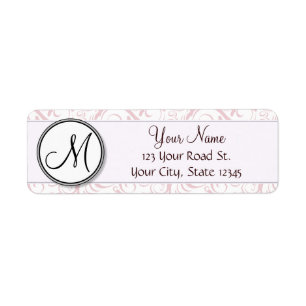 Pink Floral Wisps & Stripes with Monogram