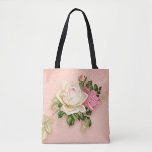 Pink floral with Diamond Tiara Princess Design Tote Bag