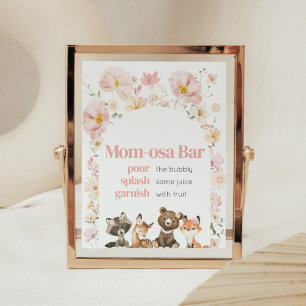 Pink Floral Woodland Animals Mom-Osa Bar Poster