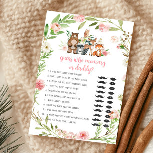 Pink Floral Woodland Guess Who Mommy or Daddy Game