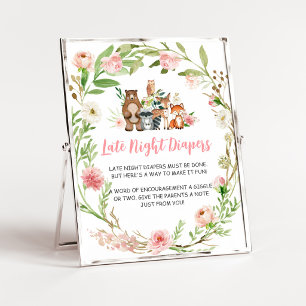 Pink Floral Woodland Late Night Diapers Poster
