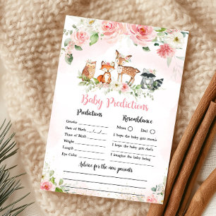 Pink Floral Woodland Shower Baby Predictions Game