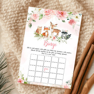 Pink Floral Woodland Shower Bingo Game