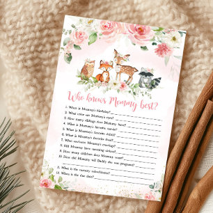 Pink Floral Woodland Who Knows Mommy Best Game