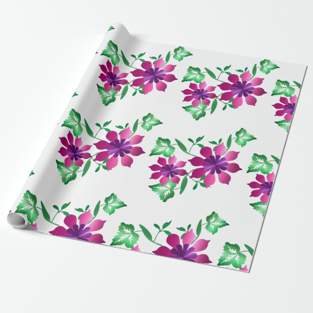 Pink Floral Wrapping paper (Unrolled)