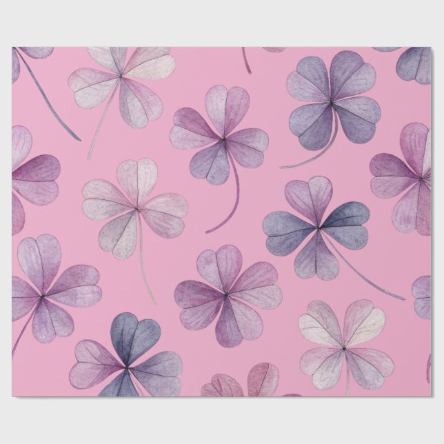 “Pink Floral Wrapping Paper – Purple Clover” (Flat)