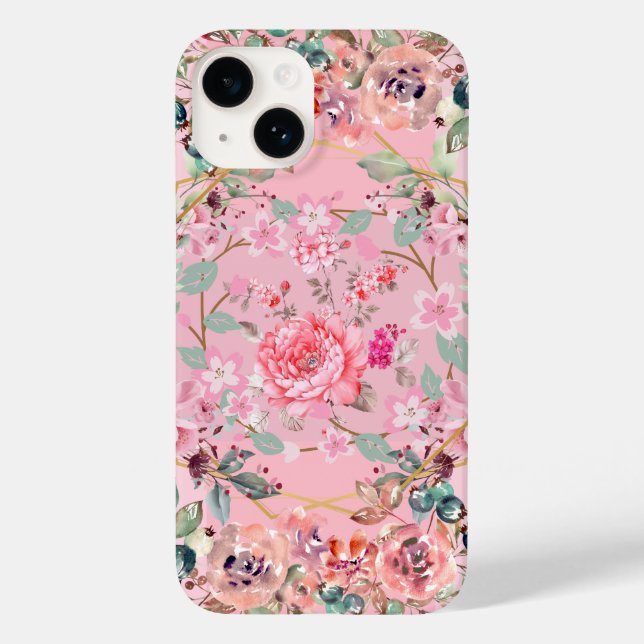 Pink Floral Wreath, Flower Overload Case-Mate iPhone Case (Back)