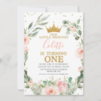 Pink Floral Wreath Little Princess 1st Birthday