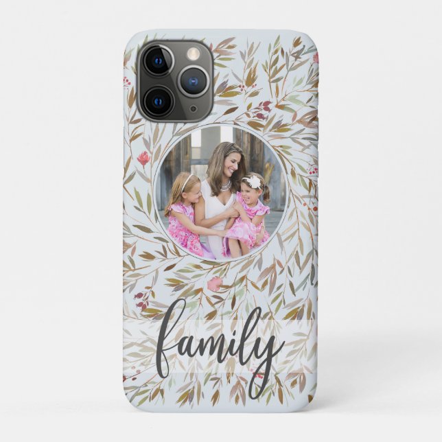 Pink Floral Wreath Personalized Photo Family Case-Mate iPhone Case (Back)
